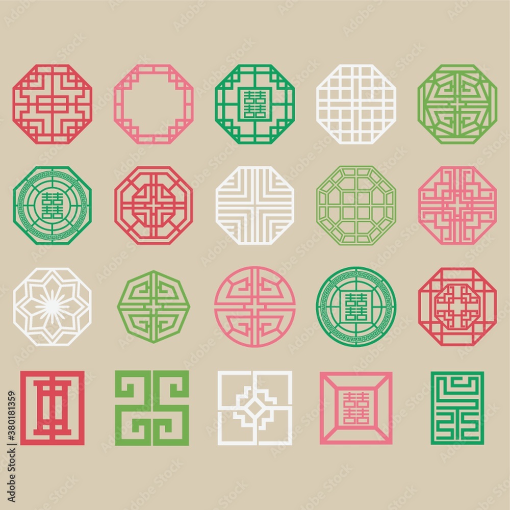 set of traditional korean patterns