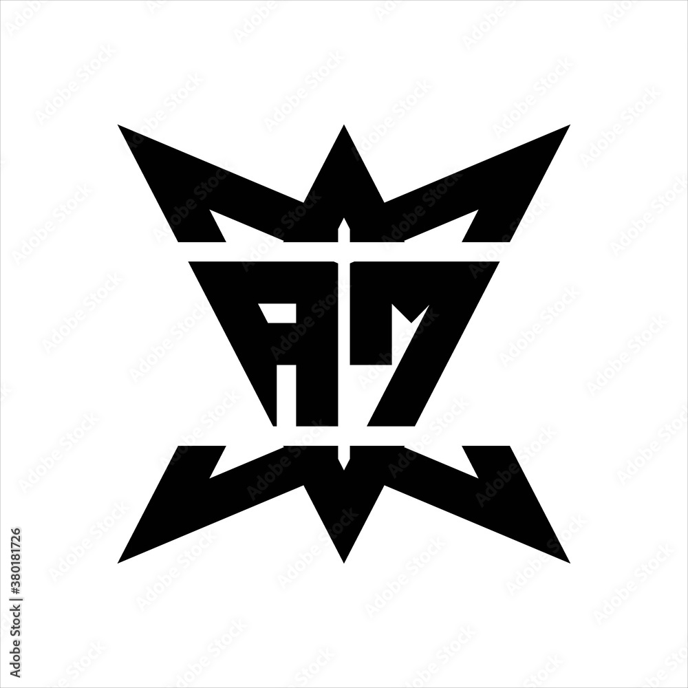 AM Logo monogram with crown up down side design template AM Logo monogram with crown up down side design template