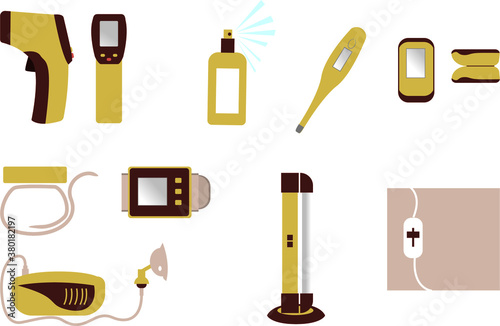 medical household electronic devices icons set