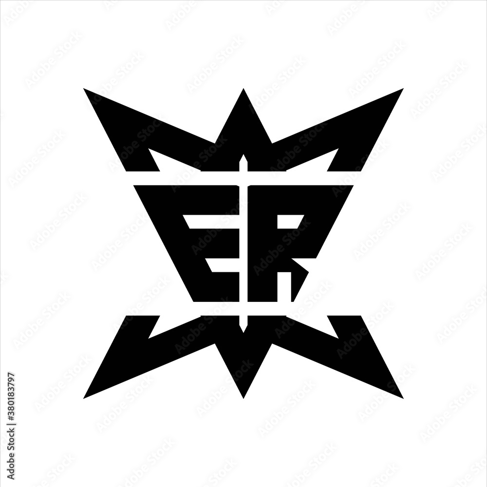 ER Logo monogram with crown up down side design template ER Logo monogram with crown up down side design template