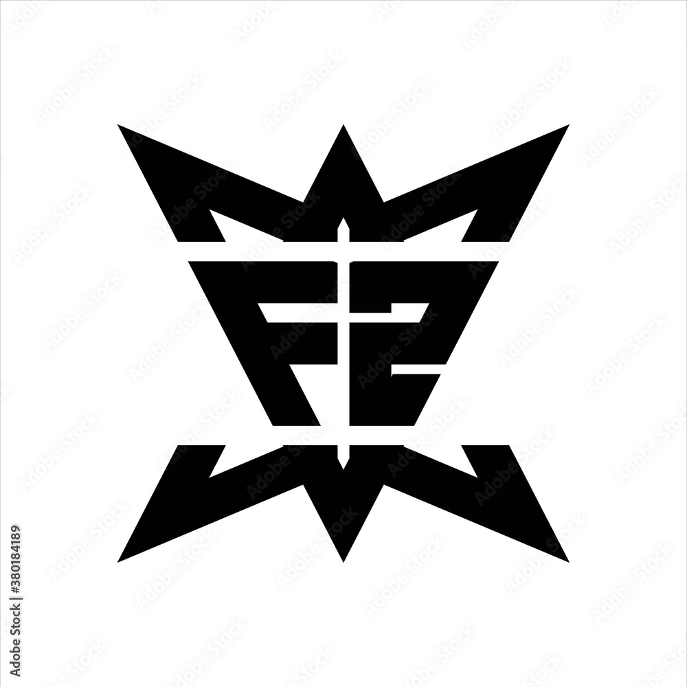 FZ Logo monogram with crown up down side design template FZ Logo monogram with crown up down side design template