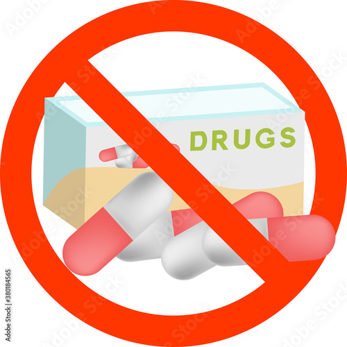 薬のカプセルのイラストの薬禁止マーク