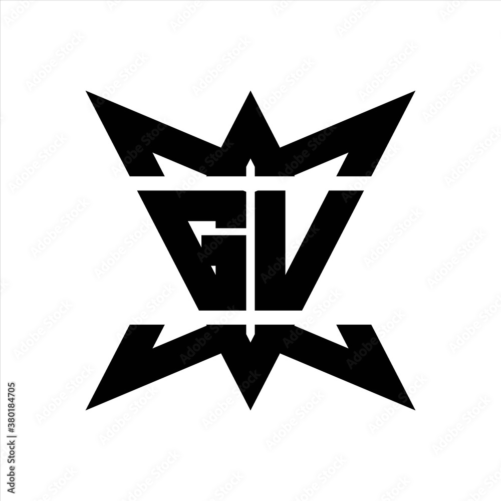 GV Logo monogram with crown up down side design template GV Logo monogram with crown up down side design template