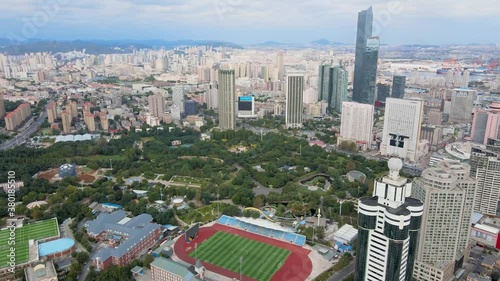 aerial shot of dalian labour park