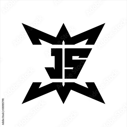 JS Logo monogram with crown up down side design template