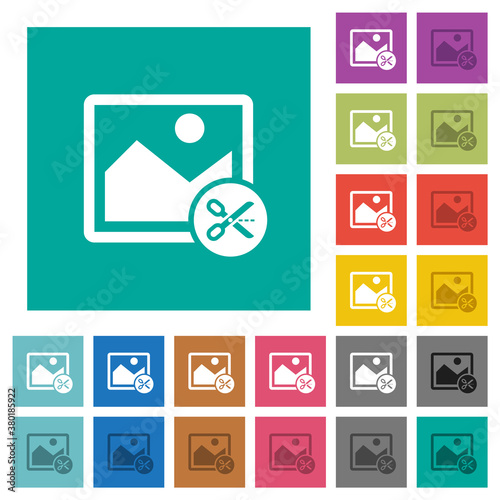 Cut image square flat multi colored icons