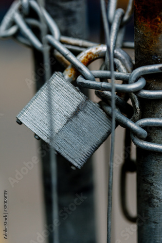 Padlock and chain.