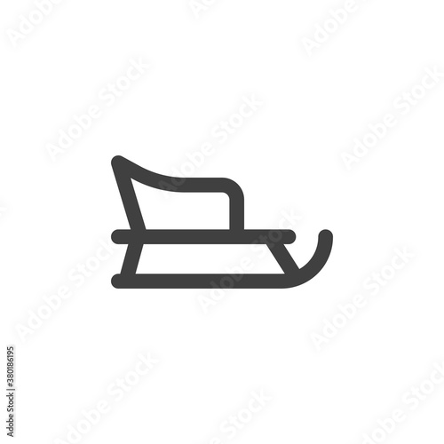 Christmas sled line icon. linear style sign for mobile concept and web design. Santa's sleigh outline vector icon. Symbol, logo illustration. Vector graphics
