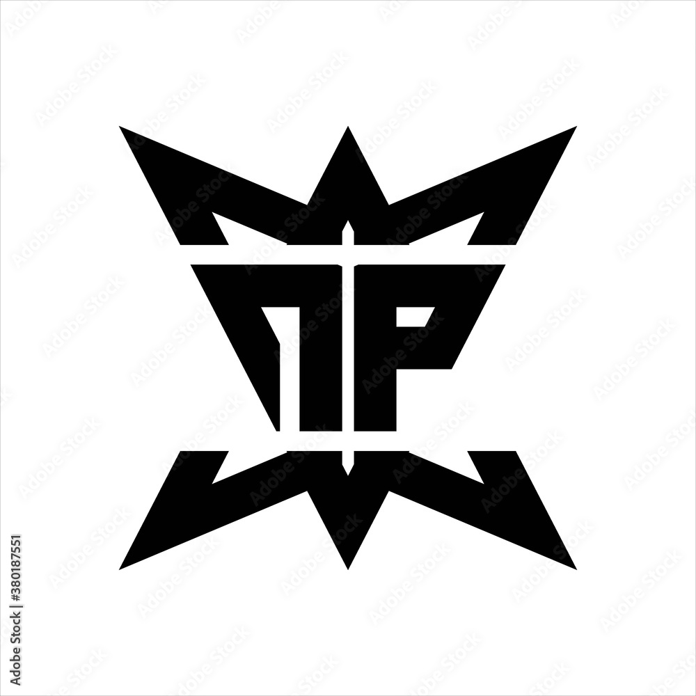 NP Logo monogram with crown up down side design template NP Logo monogram with crown up down side design template