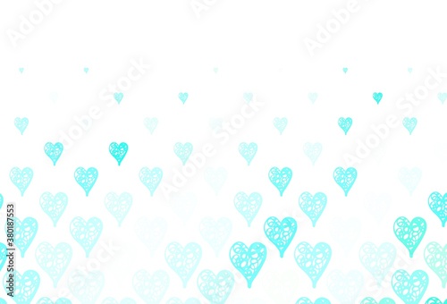 Light Green vector backdrop with sweet hearts.