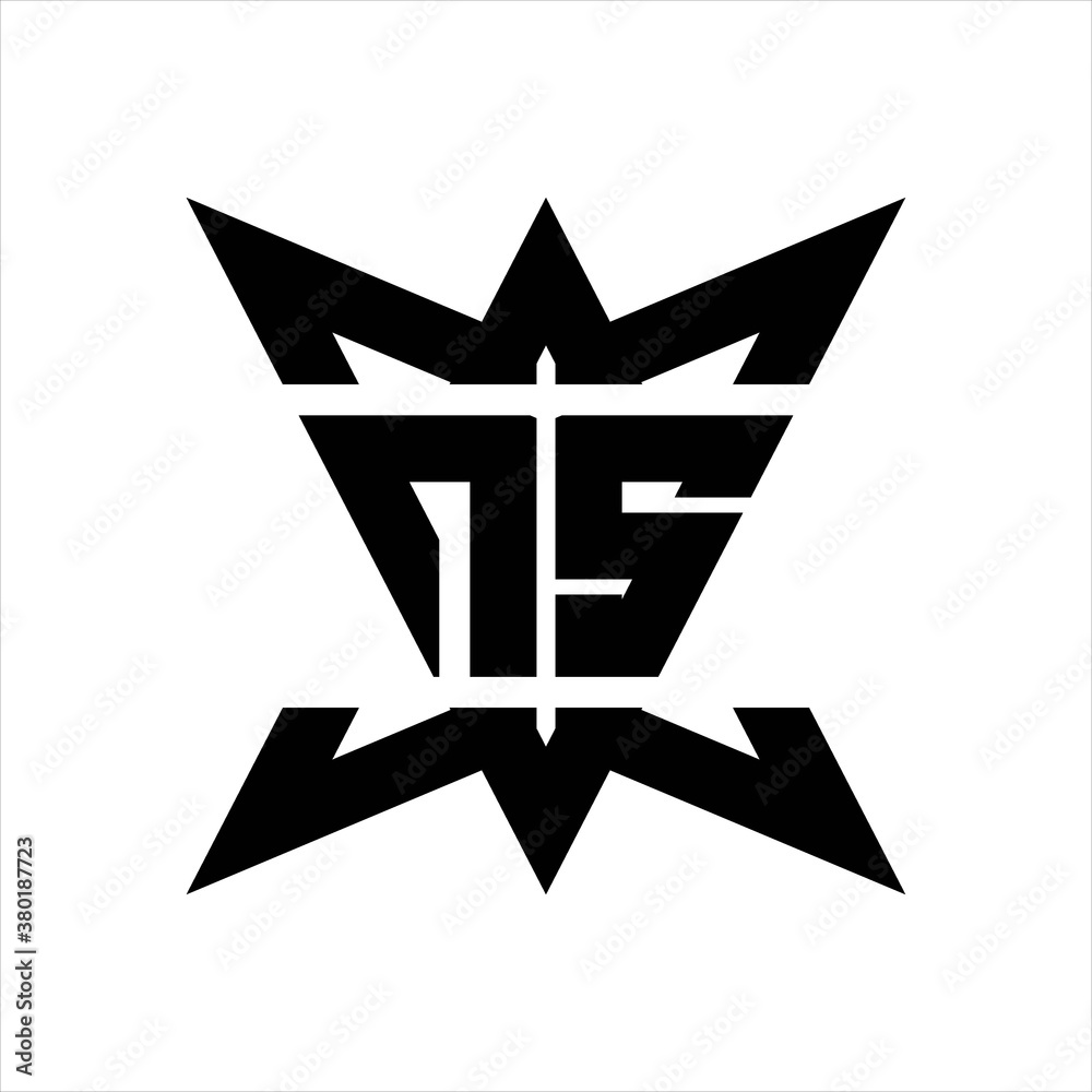 NS Logo monogram with crown up down side design template NS Logo monogram with crown up down side design template
