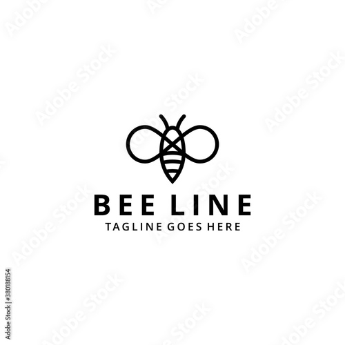 Fototapeta Naklejka Na Ścianę i Meble -  Illustration fly bee with line art sign abstract modern logo inspiration