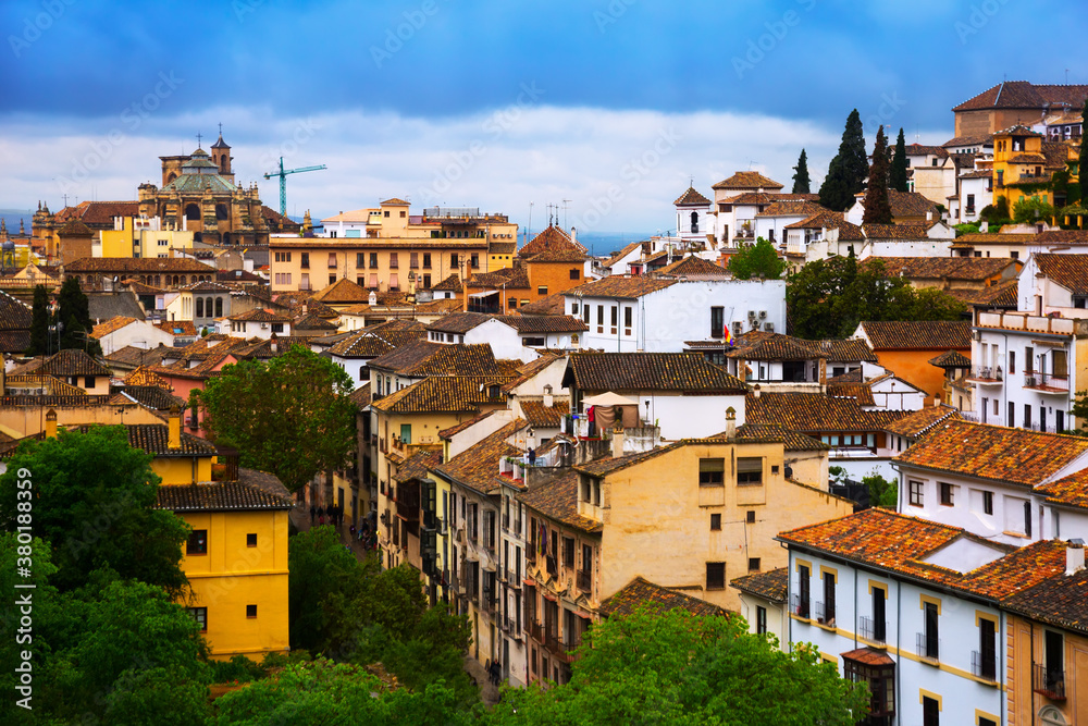 Day view of Granada with Cathedral of the Incarnation. Spain