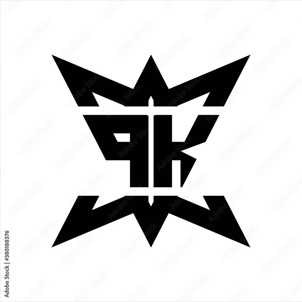 PK Logo monogram with crown up down side design template PK Logo monogram with crown up down side design template