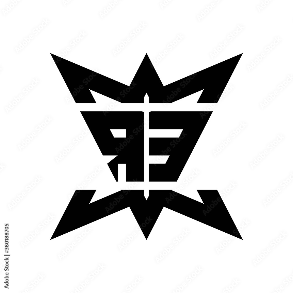 RE Logo monogram with crown up down side design template RE Logo monogram with crown up down side design template