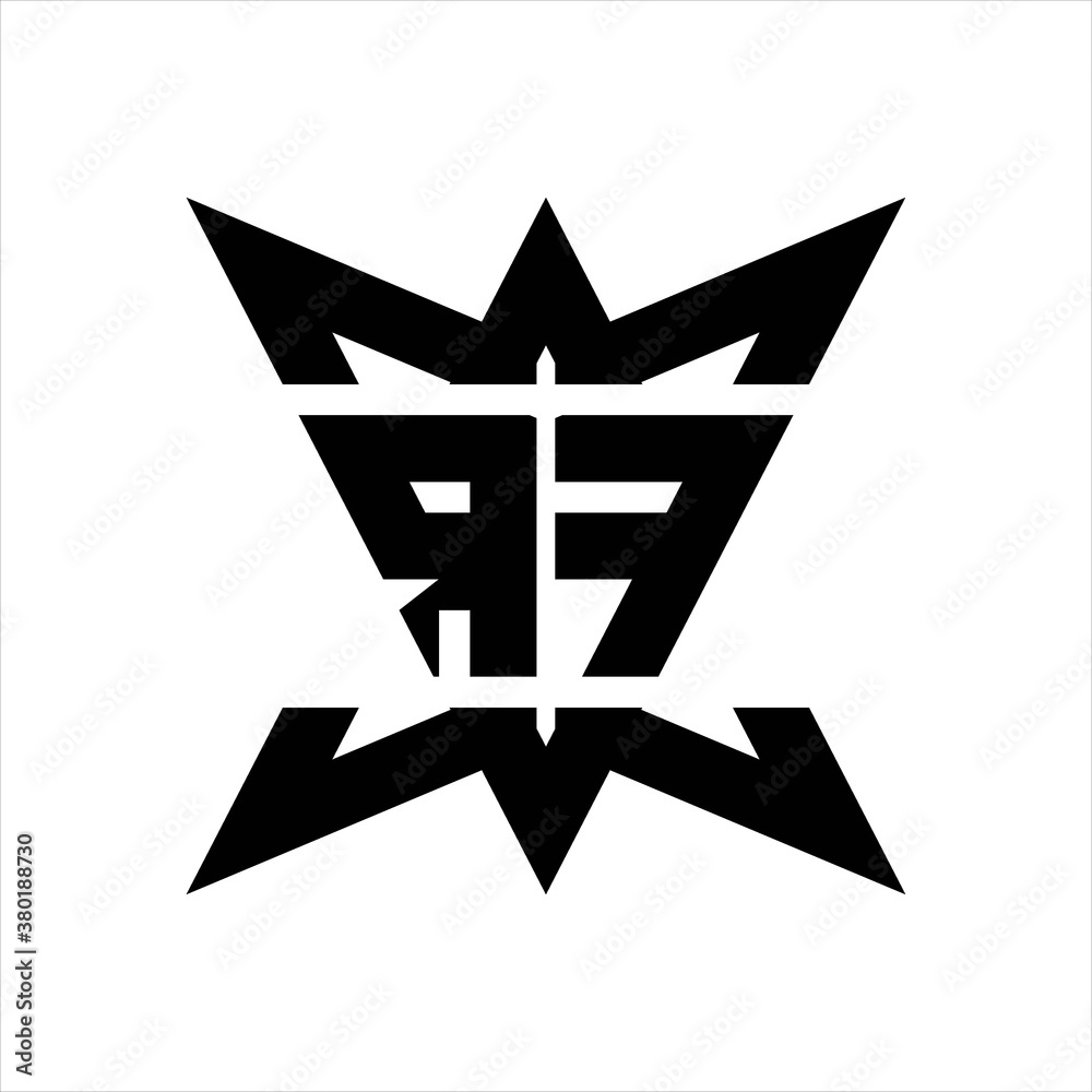 RF Logo monogram with crown up down side design template