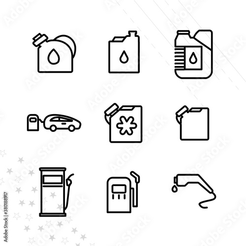 oil canister line icon setw. car gas station, benzin canister, petrol