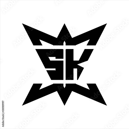 SK Logo monogram with crown up down side design template