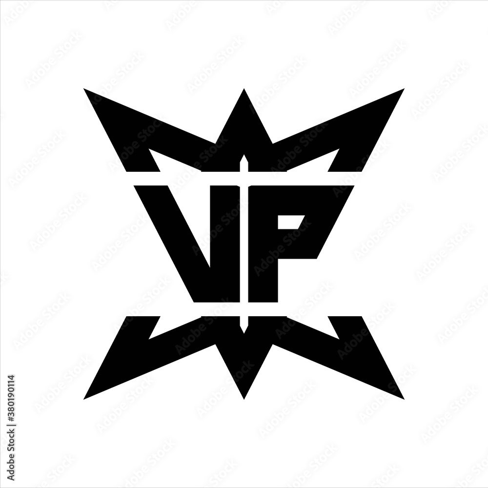 VP Logo monogram with crown up down side design template