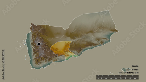 Location of Shabwah, governorate of Yemen,. Relief photo