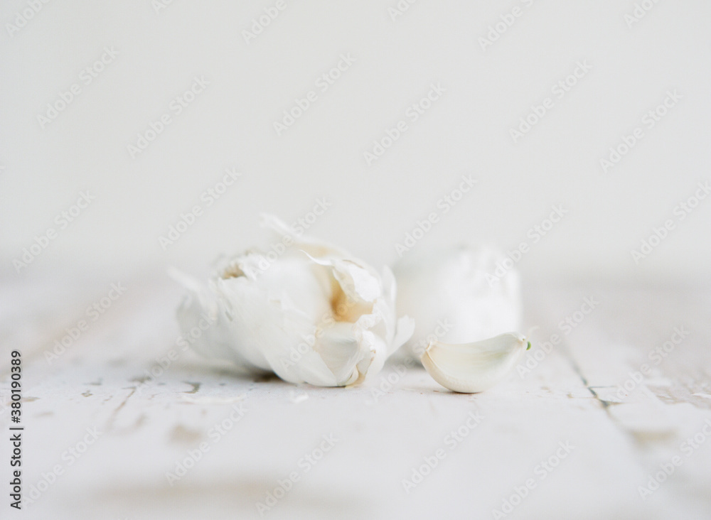Macro of organic white garlic Macro of organic white garlic
