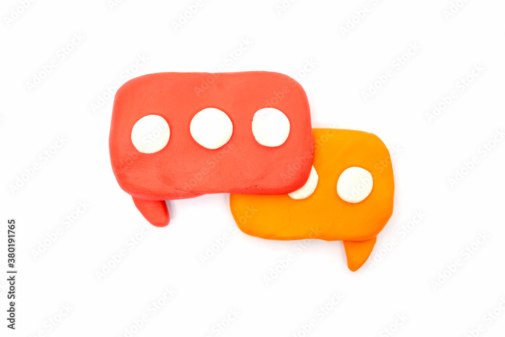 Play dough Message on white background. Icon message . Handmade clay plasticine Play dough Message on white background. Icon message . Handmade clay plasticine