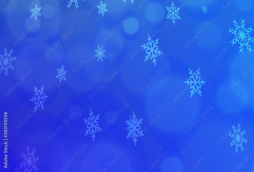 Light Blue, Green vector pattern with christmas snowflakes. Blurred decorative design in xmas style with snow. The template can be used as a new year background.