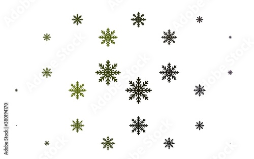 Light Green vector template with ice snowflakes. Blurred decorative design in xmas style with snow. New year design for your business advert.