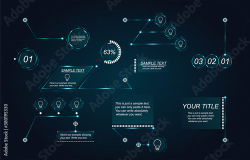 Business infographics. Callout. Technology, blue light. Glow illustration is drawn on a light blue background.