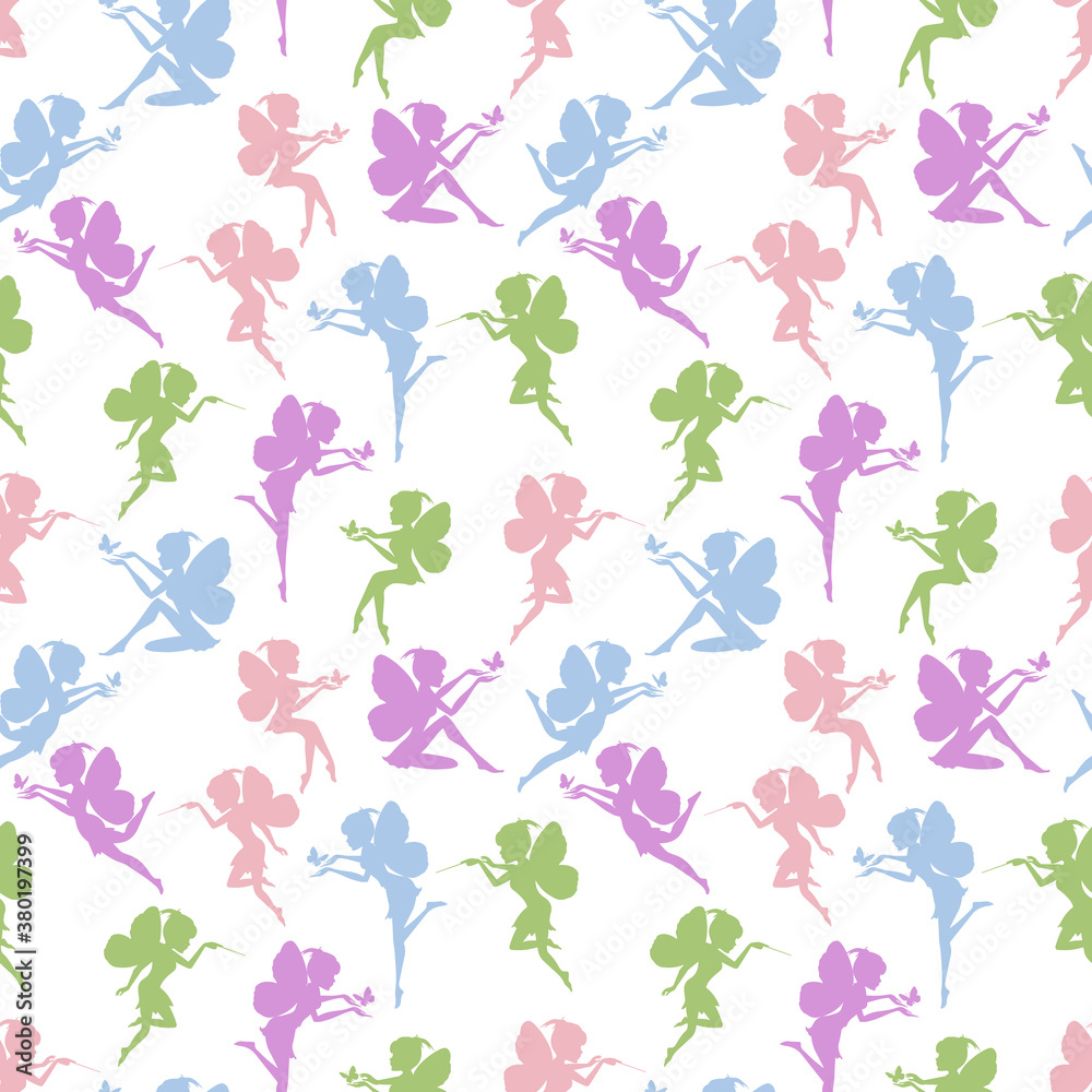 seamless pattern design with fairy silhouette seamless pattern design with fairy silhouette