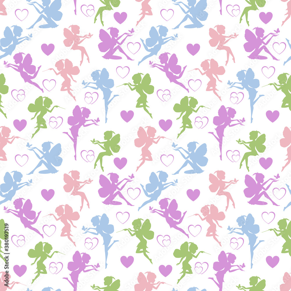 seamless pattern design with fairy silhouette