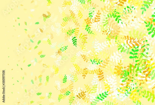Light Green, Yellow vector abstract pattern with leaves.