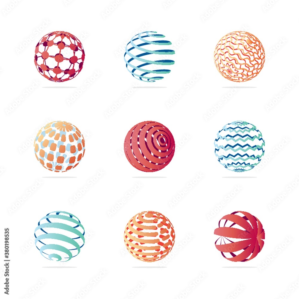 Collection of globe logo elements. Collection of globe logo elements.
