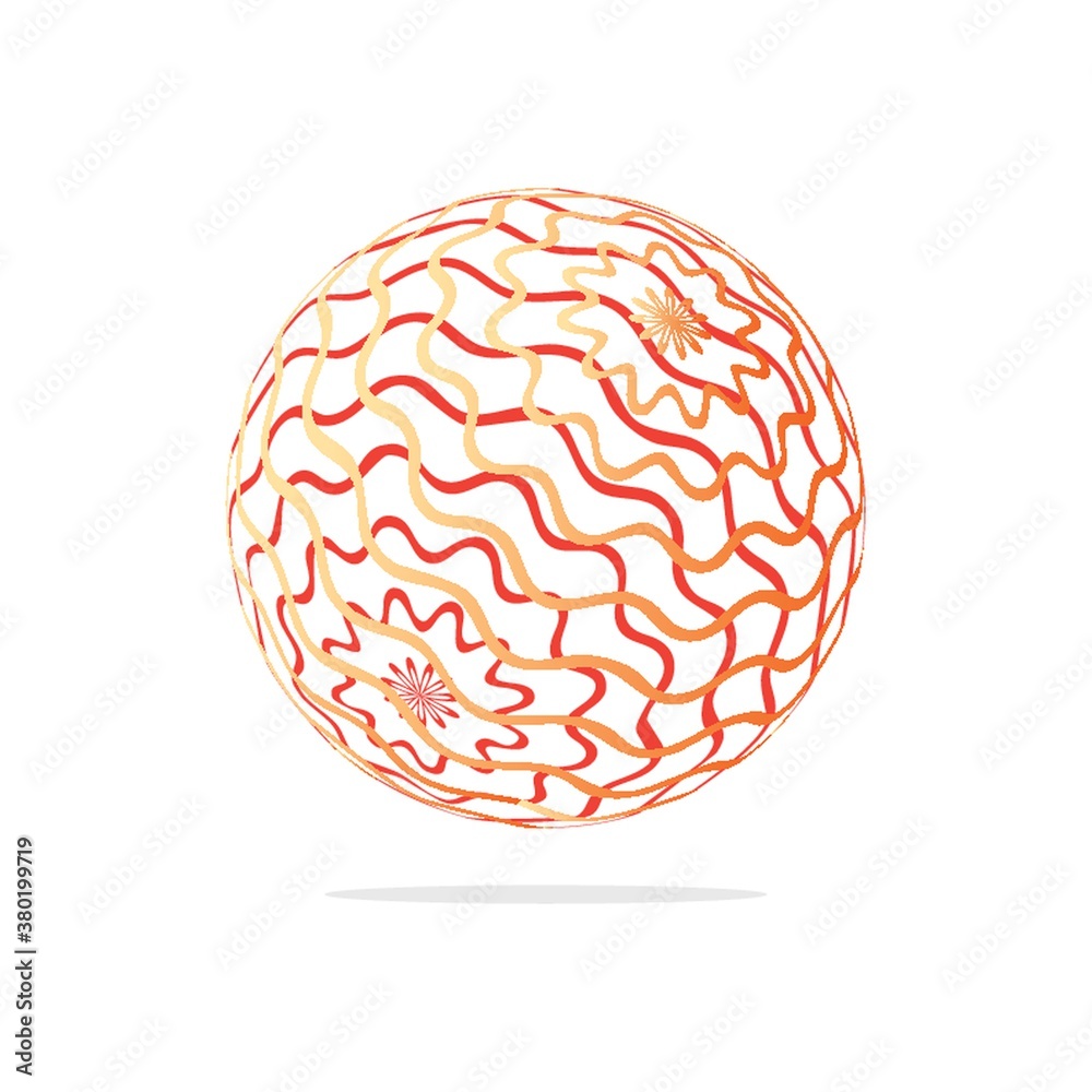 Globe logo element with wavy concept