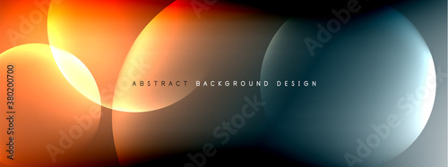 Vector abstract background liquid bubble circles on fluid gradient with shadows and light effects. Shiny design templates for text