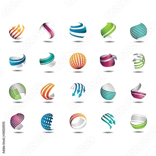 Collection of spherical logo elements