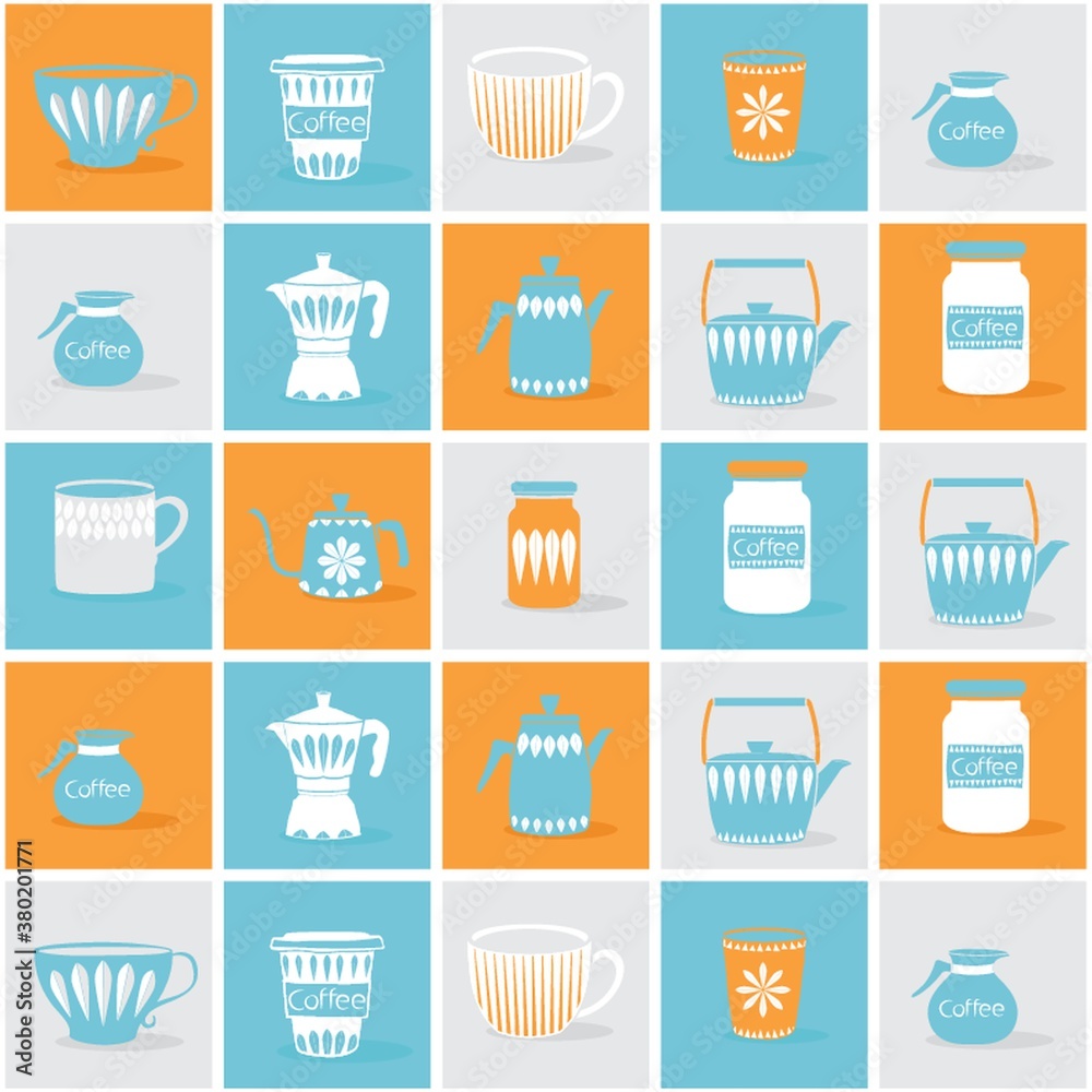 Coffee utensils background design Coffee utensils background design