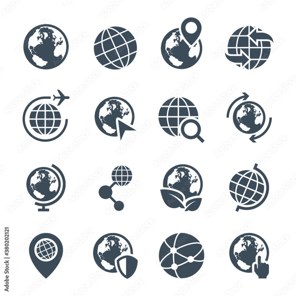 Set of earth icons Set of earth icons