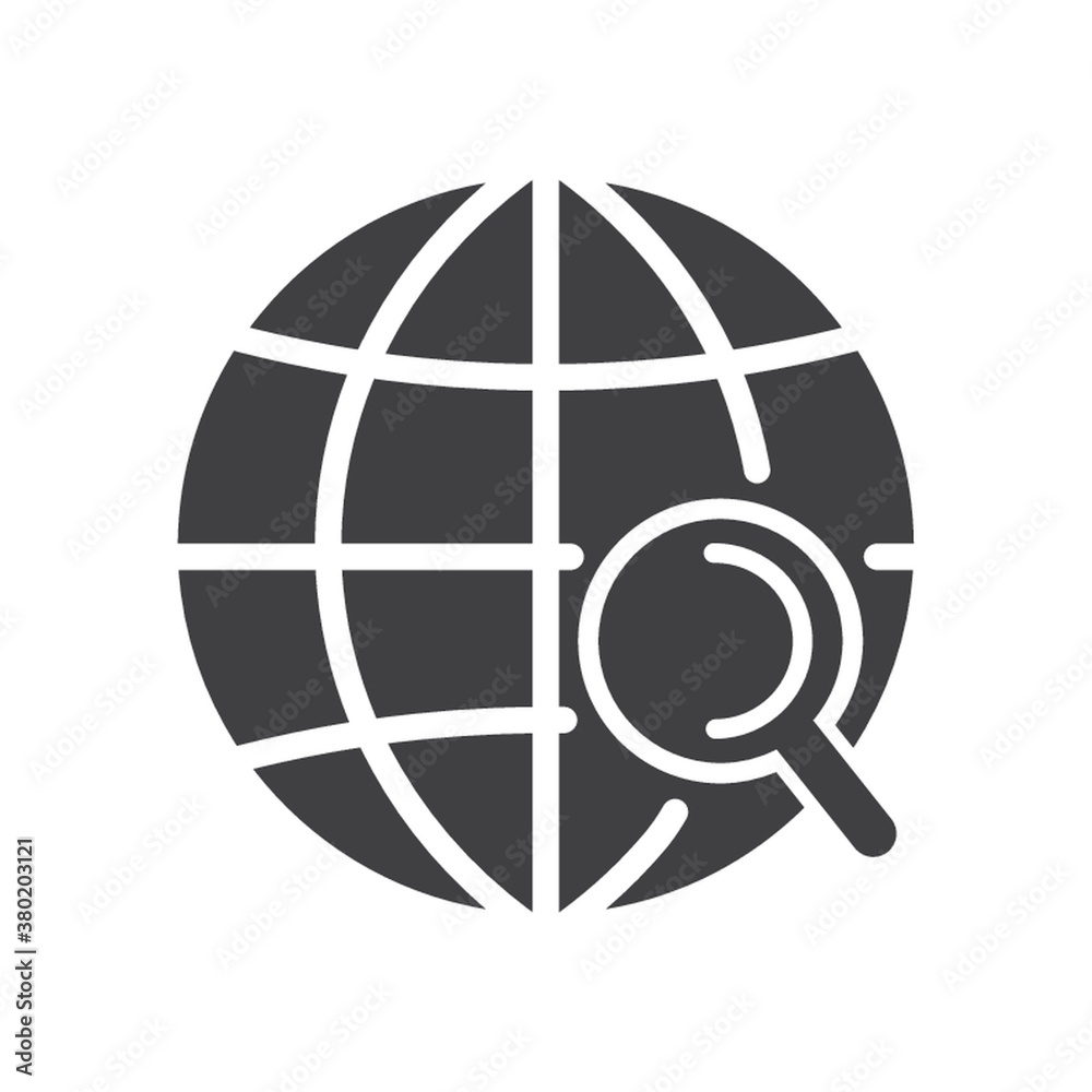 Globe with search concept icon Globe with search concept icon