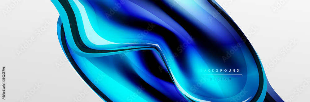 Obraz premium Vector abstract background, flowing liquid style bubble with metallic, color quicksilver chrome texture and color glow effects