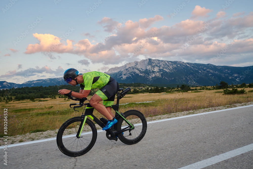 triathlon athlete riding bike