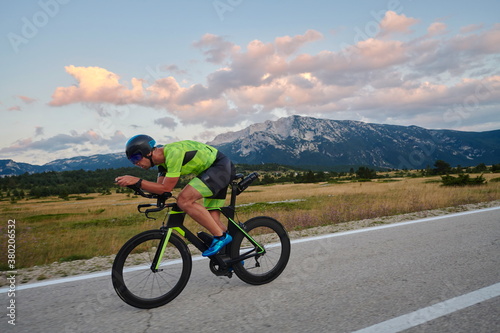 triathlon athlete riding bike