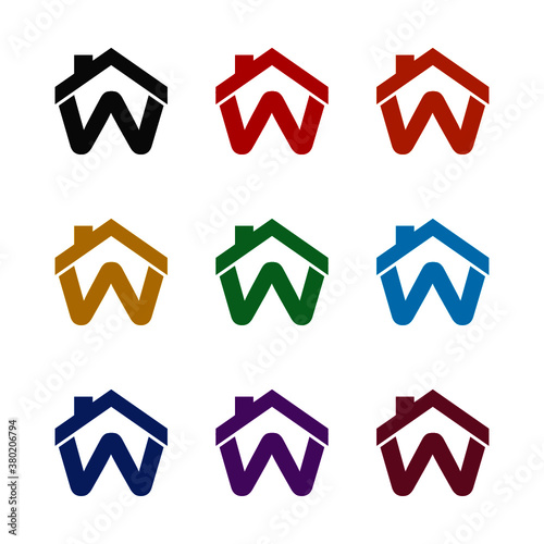 Free Download Real estate company logo, Initial letter W design, color set - GFXLoad