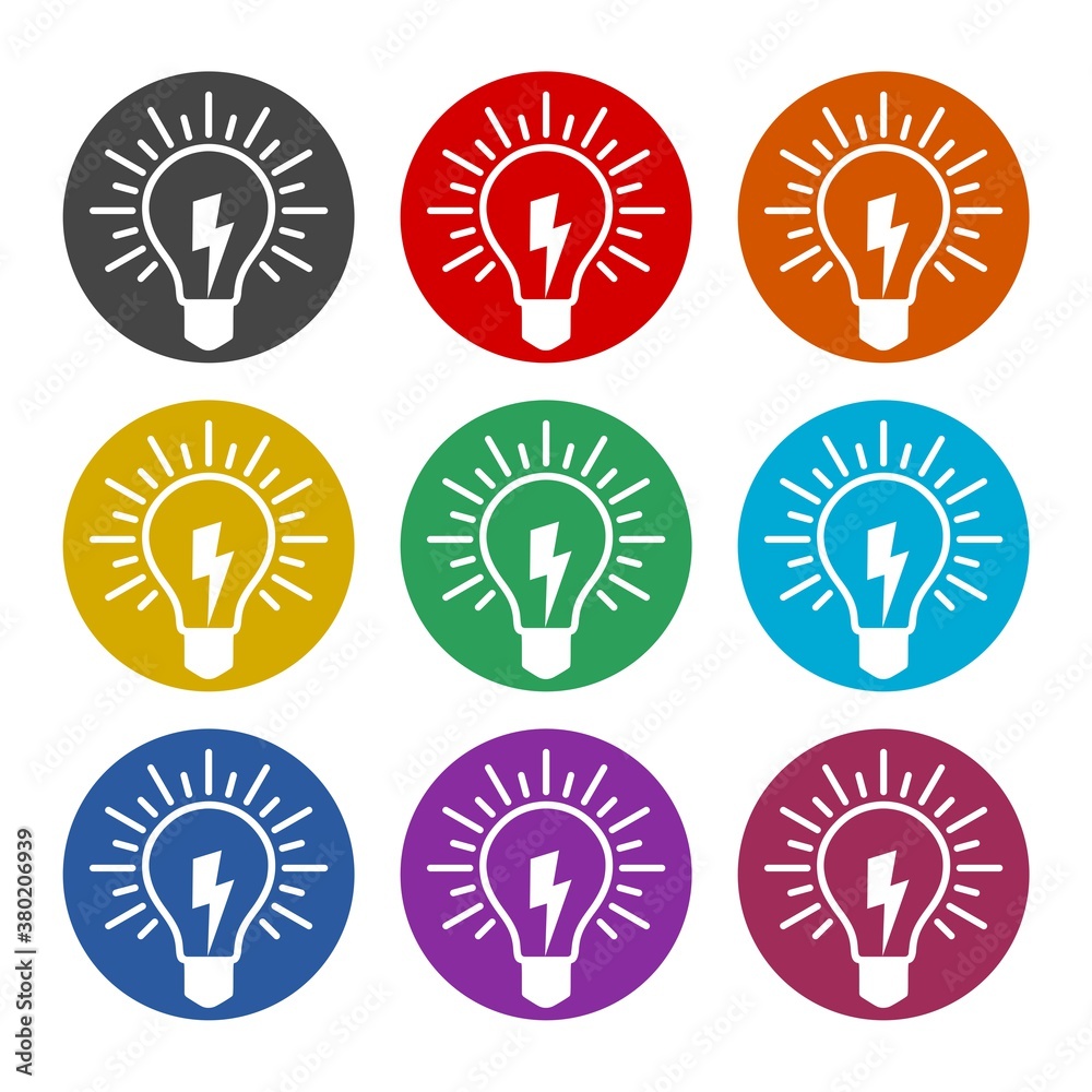 Electricity Logo, electric bulb logo and icon, color set Electricity Logo, electric bulb logo and icon, color set