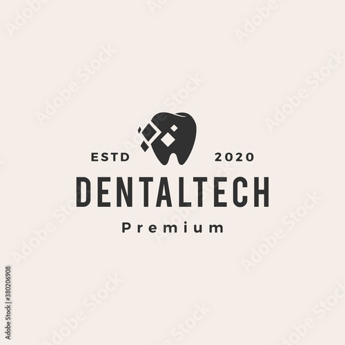 dental tech hipster vintage logo vector icon illustration