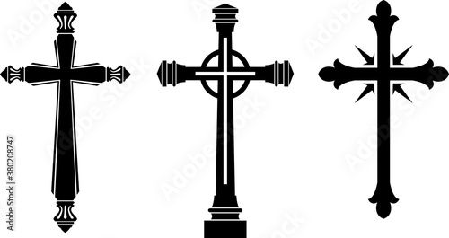Crucifix or Cross Symbol Silhouette Set
