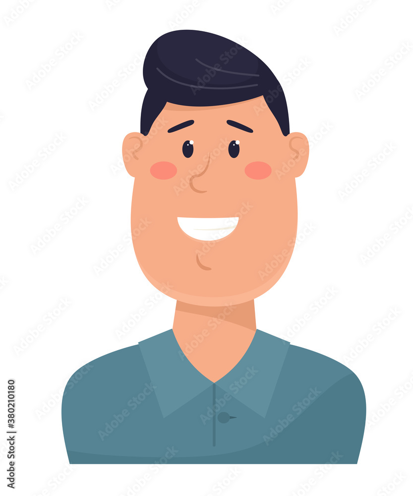 Happy and smiling man. Vector illustration in flat style. Happy and smiling man. Vector illustration in flat style.
