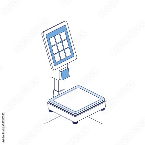 Electronic balance. Vector 3d isometric, color web icons set, new flat style. Creative illustration, idea for infographics.