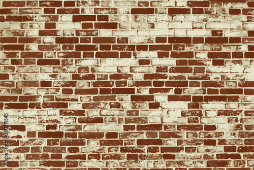 Brown brick wall. Vector drawing, background.