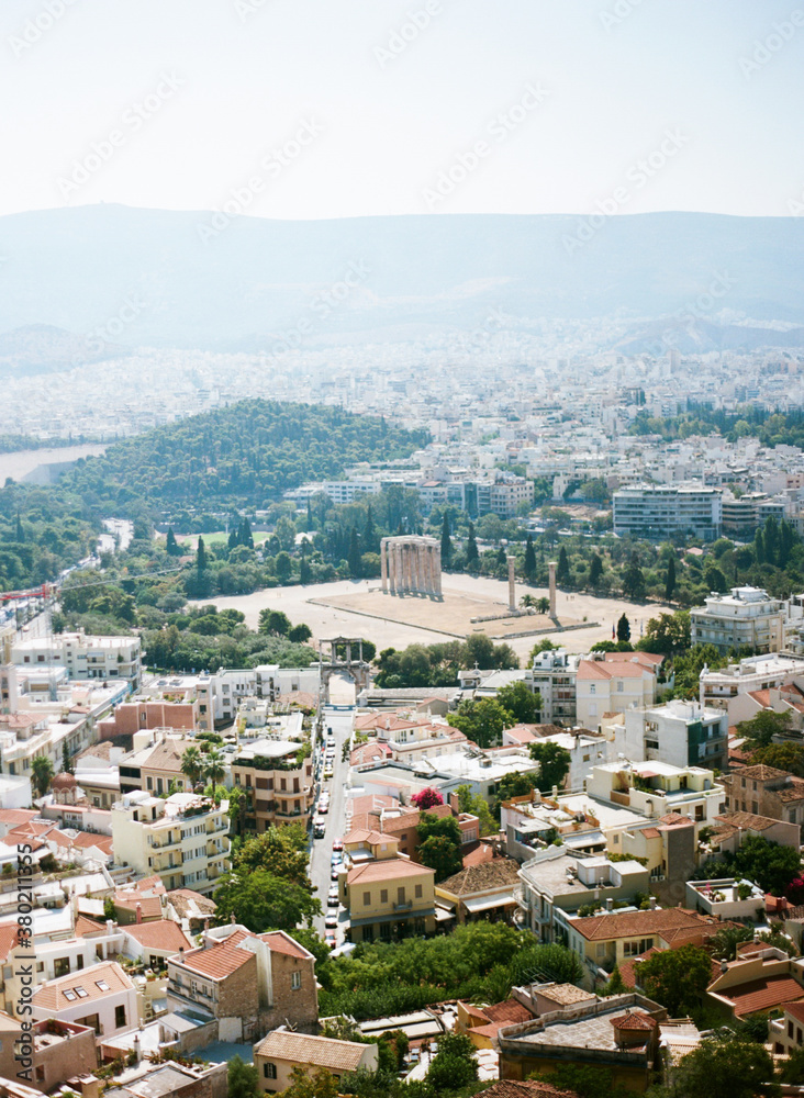 Distant photograph of Zeus' Temple in the center of Athen's Greece Distant photograph of Zeus' Temple in the center of Athen's Greece